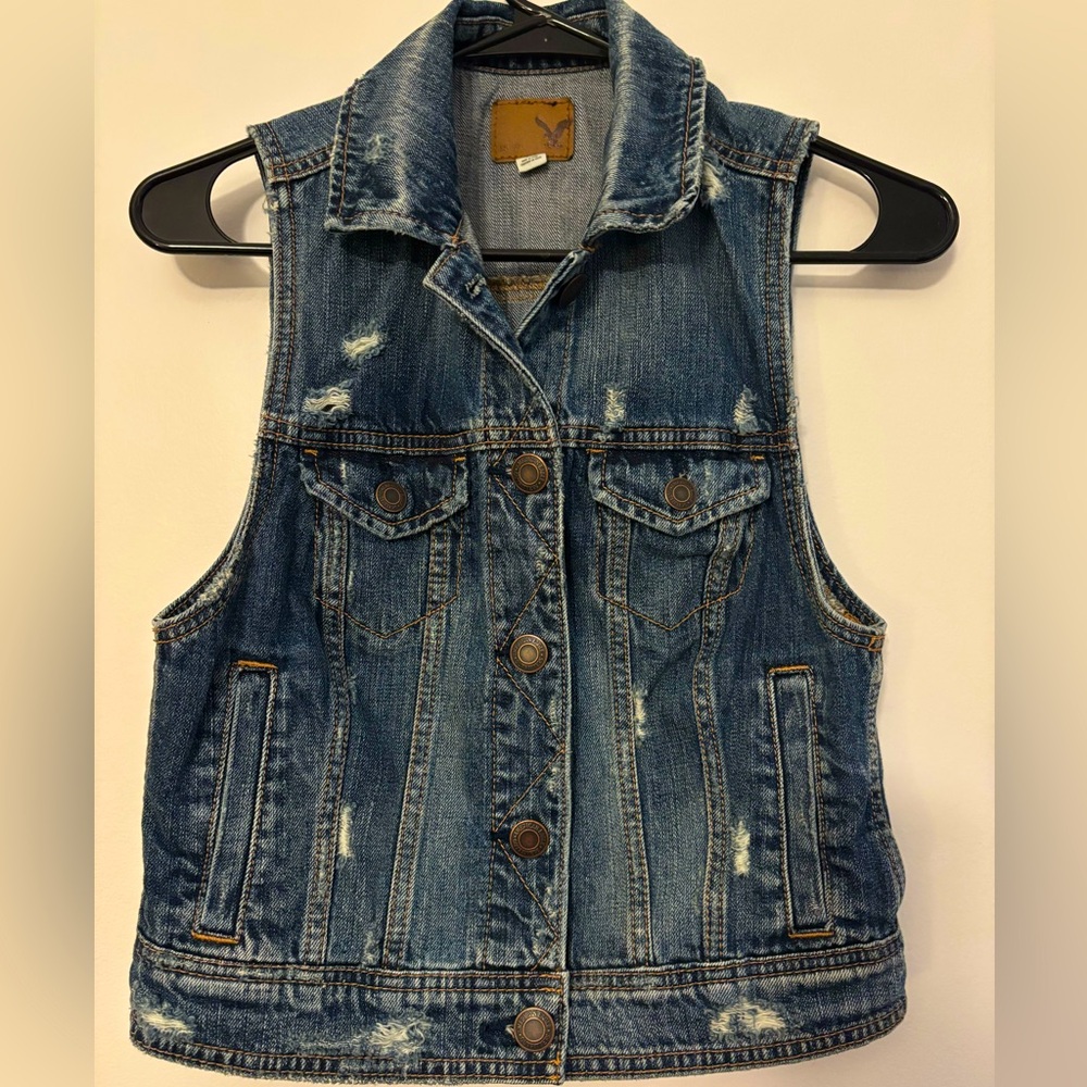 Distressed Denim Vest